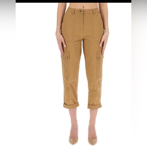 Michael Kors Tan Cropped Cargo Pants - Picture 1 of 5